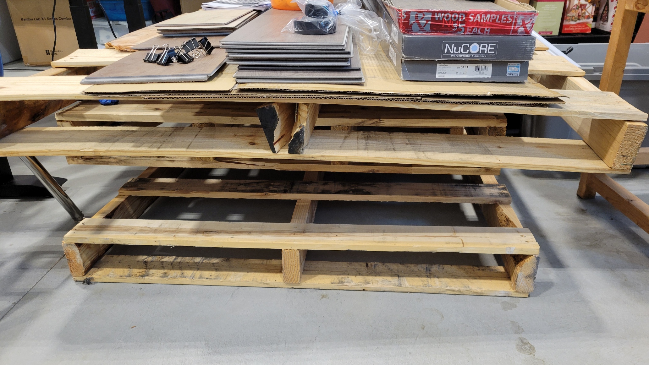 Early build materials arranged for the Orbit Desk prototype